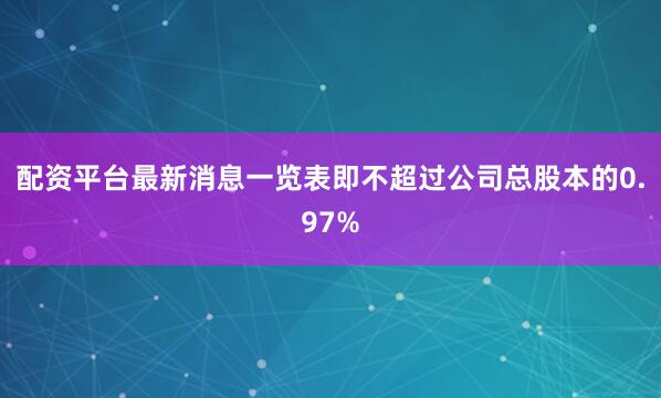 配资平台最新消息一览表即不超过公司总股本的0.97%